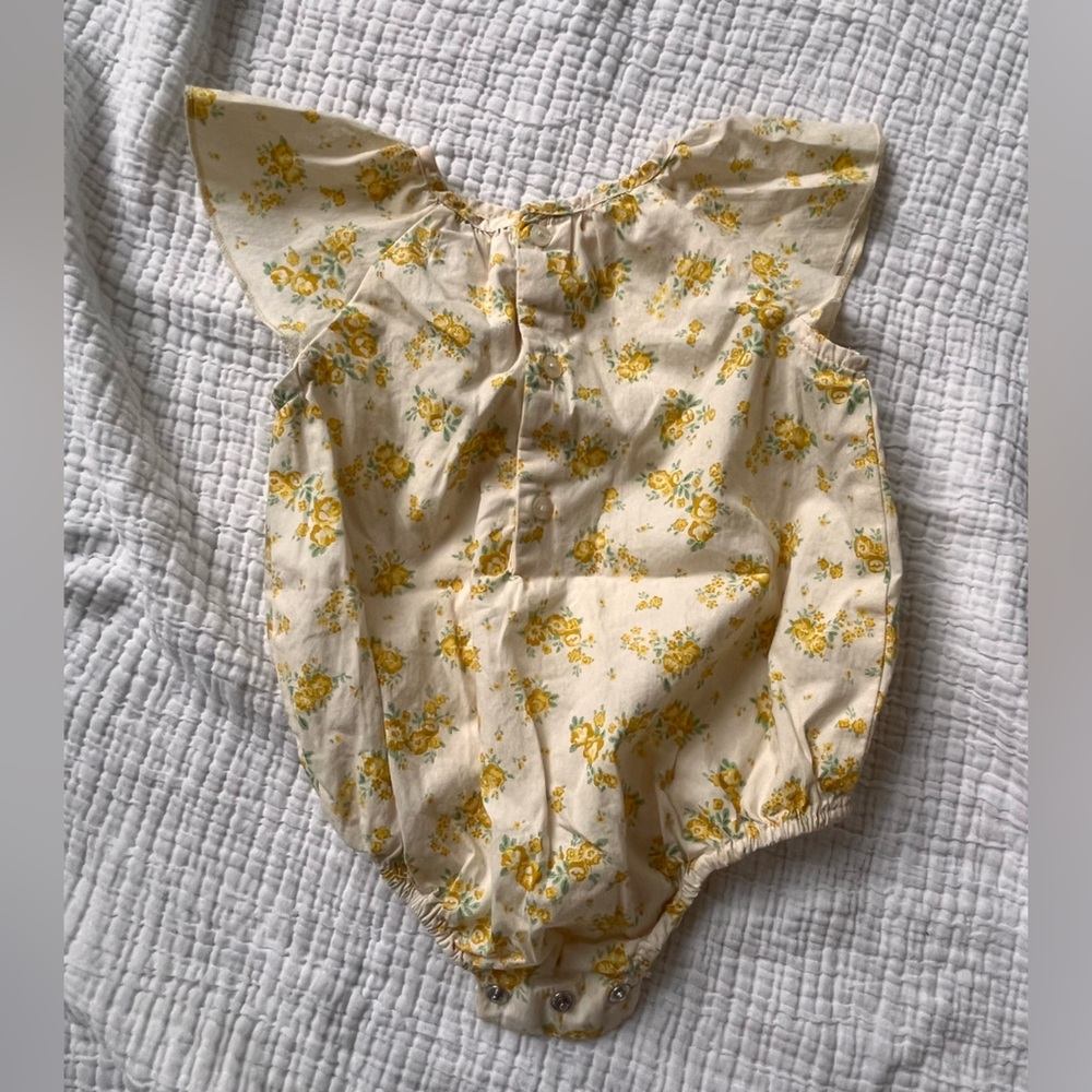 Zara yellow floral onesie, like new, 0-3mo - Picture 2 of 3
